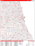 Chicago  Wall Map Red Line Style