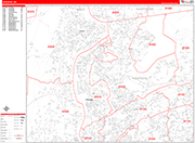 Chicopee  Wall Map Red Line Style
