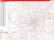 Cincinnati  Wall Map Red Line Style