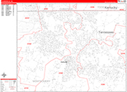 Clarksville  Wall Map Red Line Style