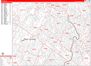 Clifton  Wall Map Red Line Style