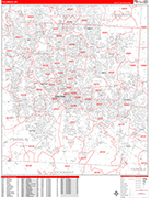 Columbus  Wall Map Red Line Style