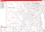 Cranston  Wall Map Red Line Style
