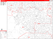 Cupertino  Wall Map Red Line Style