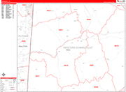 Danbury  Wall Map Red Line Style