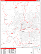Davenport  Wall Map Red Line Style
