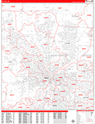 Dayton  Wall Map Red Line Style