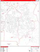 Deltona  Wall Map Red Line Style