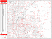 Denver  Wall Map Red Line Style