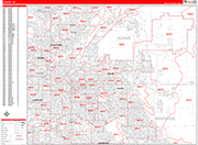 Denver  Wall Map Red Line Style