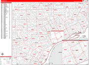 Detroit  Wall Map Red Line Style