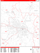 Dothan  Wall Map Red Line Style