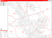 Dublin  Wall Map Red Line Style