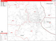 Dubuque  Wall Map Red Line Style