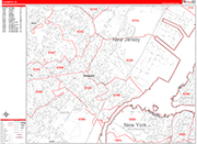Elizabeth  Wall Map Red Line Style