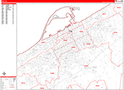 Erie  Wall Map Red Line Style