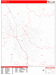 Escondido  Wall Map Red Line Style