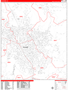 Escondido  Wall Map Red Line Style