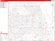 Euless  Wall Map Red Line Style