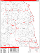 Evanston  Wall Map Red Line Style