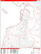 Everett Wall Map Red Line Style