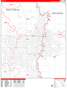 Fargo Wall Map Red Line Style