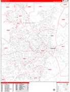 Fayetteville  Wall Map Red Line Style