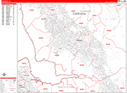 Fremont  Wall Map Red Line Style