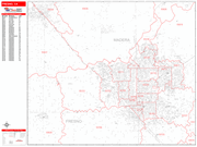 Fresno  Wall Map Red Line Style