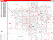 Fresno  Wall Map Red Line Style
