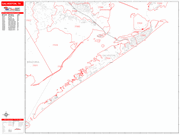 Galveston  Wall Map Red Line Style