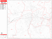 Gastonia  Wall Map Red Line Style
