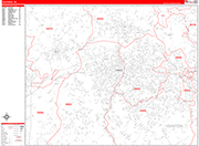 Gastonia  Wall Map Red Line Style