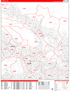 Glendale  Wall Map Red Line Style