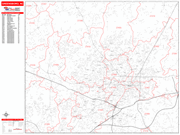 Greensboro  Wall Map Red Line Style
