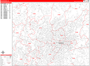 Greensboro  Wall Map Red Line Style