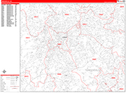 Greenville  Wall Map Red Line Style