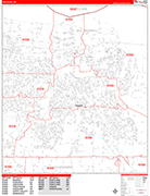 Gresham  Wall Map Red Line Style