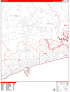 Gulfport  Wall Map Red Line Style
