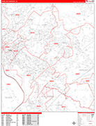 Hamilton  Wall Map Red Line Style