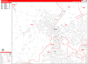 Hamilton  Wall Map Red Line Style