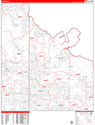 Hammond  Wall Map Red Line Style