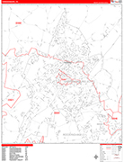 Harrisonburg Wall Map Red Line Style