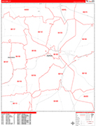 Hartford  Wall Map Red Line Style