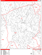 Hempstead  Wall Map Red Line Style