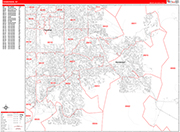 Henderson  Wall Map Red Line Style