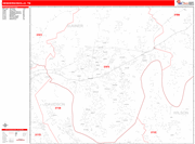 Hendersonville  Wall Map Red Line Style