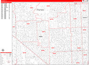 Hialeah  Wall Map Red Line Style