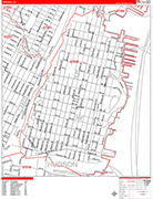 Hoboken  Wall Map Red Line Style