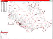 Honolulu  Wall Map Red Line Style